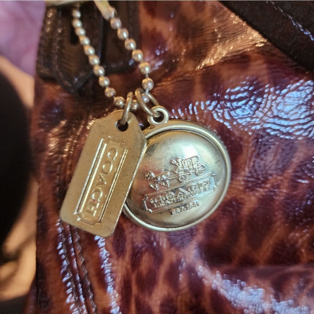 Coach Maggie Mia Patent Leather Ocelot Print Purse, Gold Hardware - Picture 9 of 14